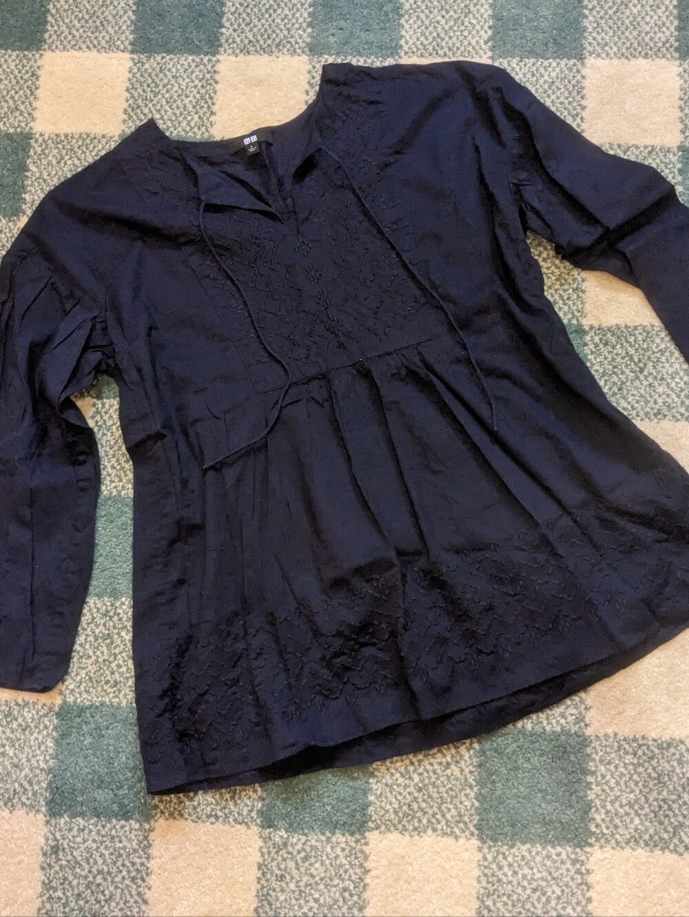 Uniqlo 100% Cotton Dark Rich Navy Tunic Shirt Size Large